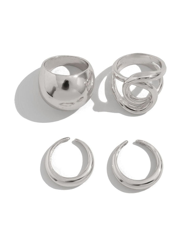 Set of 4 Silver-Plated Finger Ring