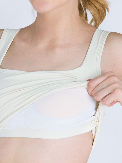 Ivory Striped Back Crop Tank