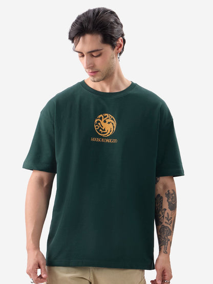 Men Oversized House Of Dragon Green Tshirts