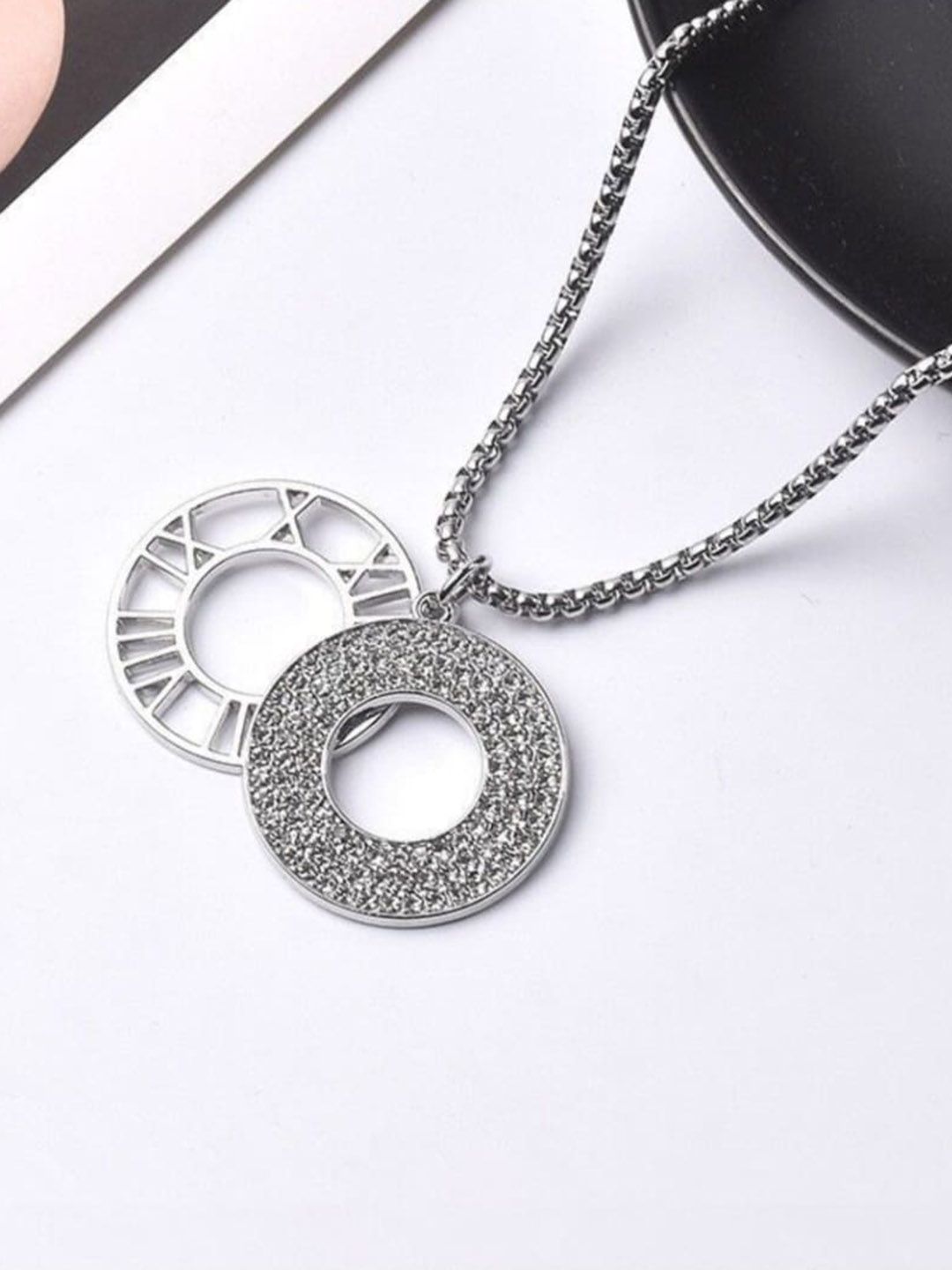 SALTY Silver-Plated Circular Pendant With Chain