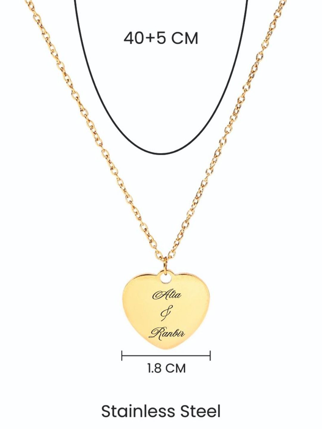 SALTY Golden Love Minimal Personalised Pendant With Chain