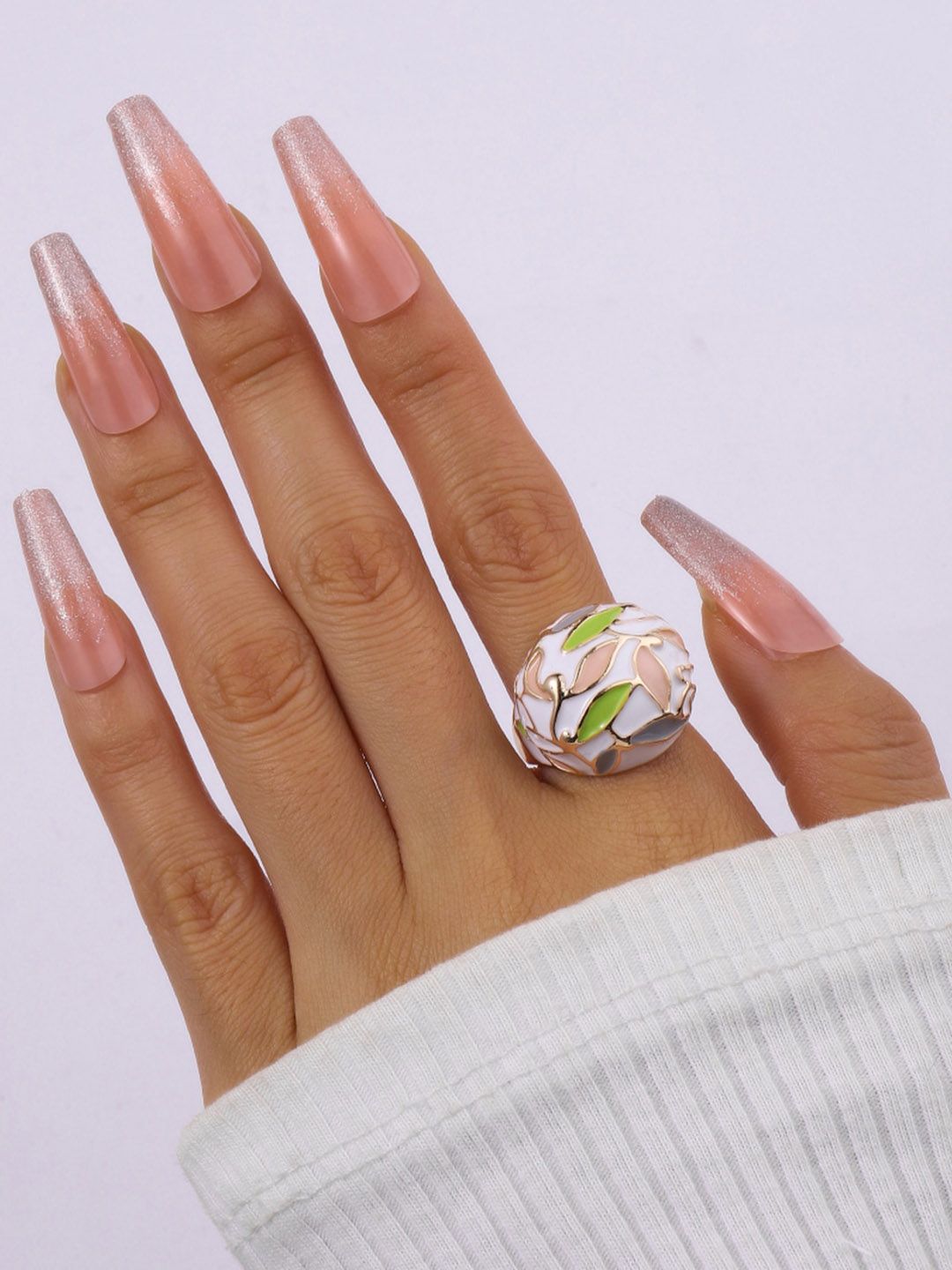 SALTY Leafy Enamel Finger Ring