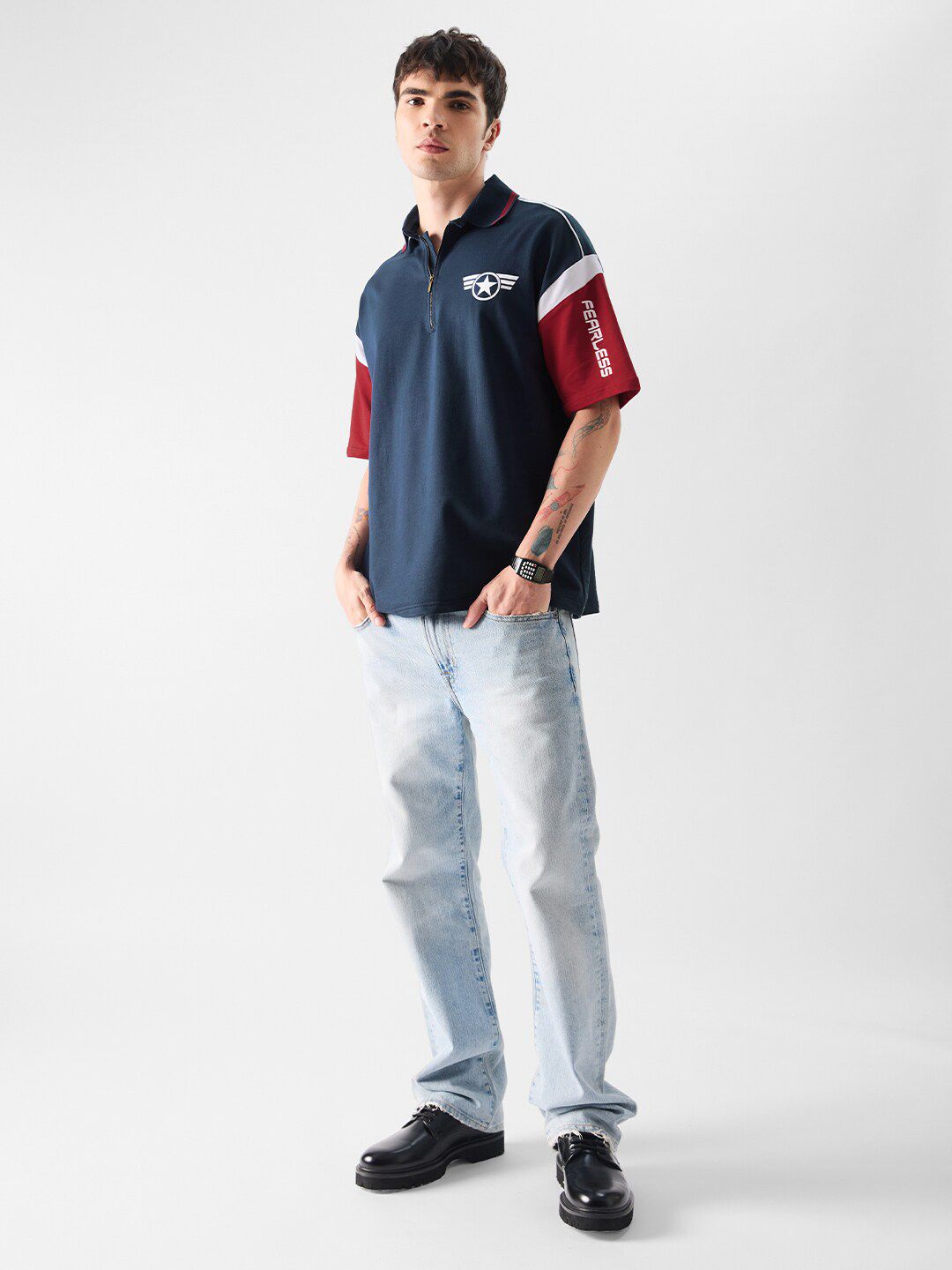 Men Oversized Captain America Navy Blue Tshirts