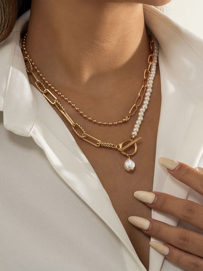 Gold-Plated Beaded Layered Chain