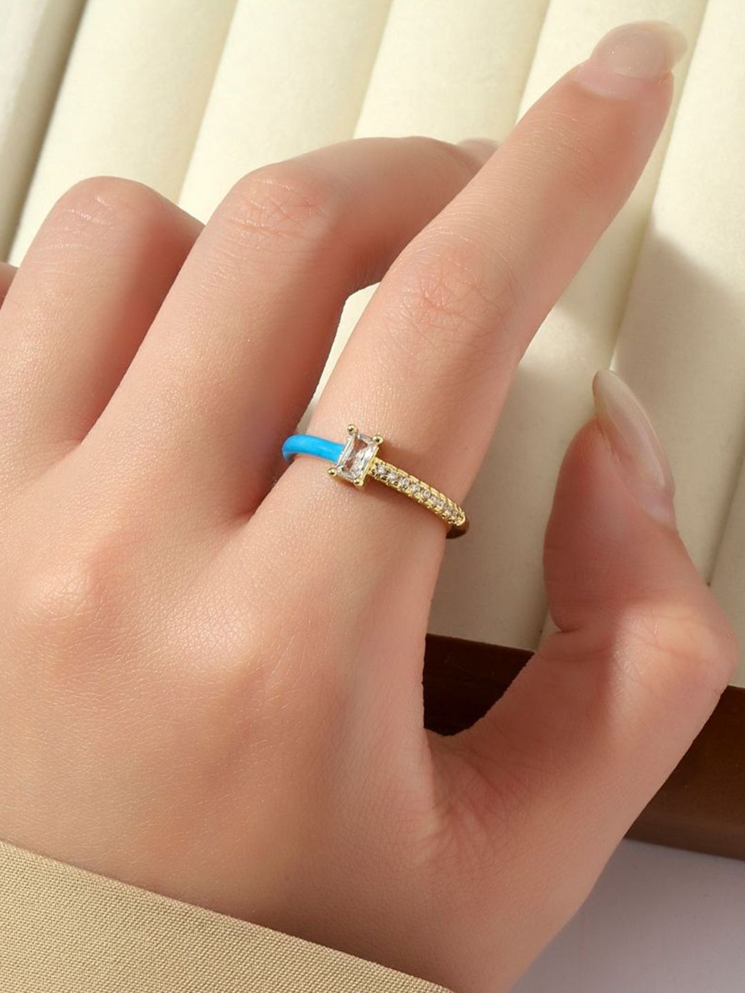 SALTY Stone-Studded Adjustable Finger Ring
