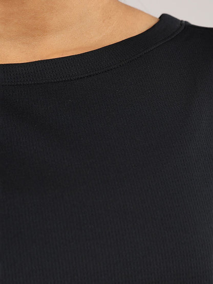Women Solid Boat Neck Sports T-shirt