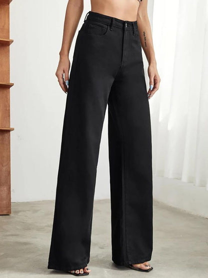 Women Black Jean Straight Fit High-Rise Stretchable Jeans