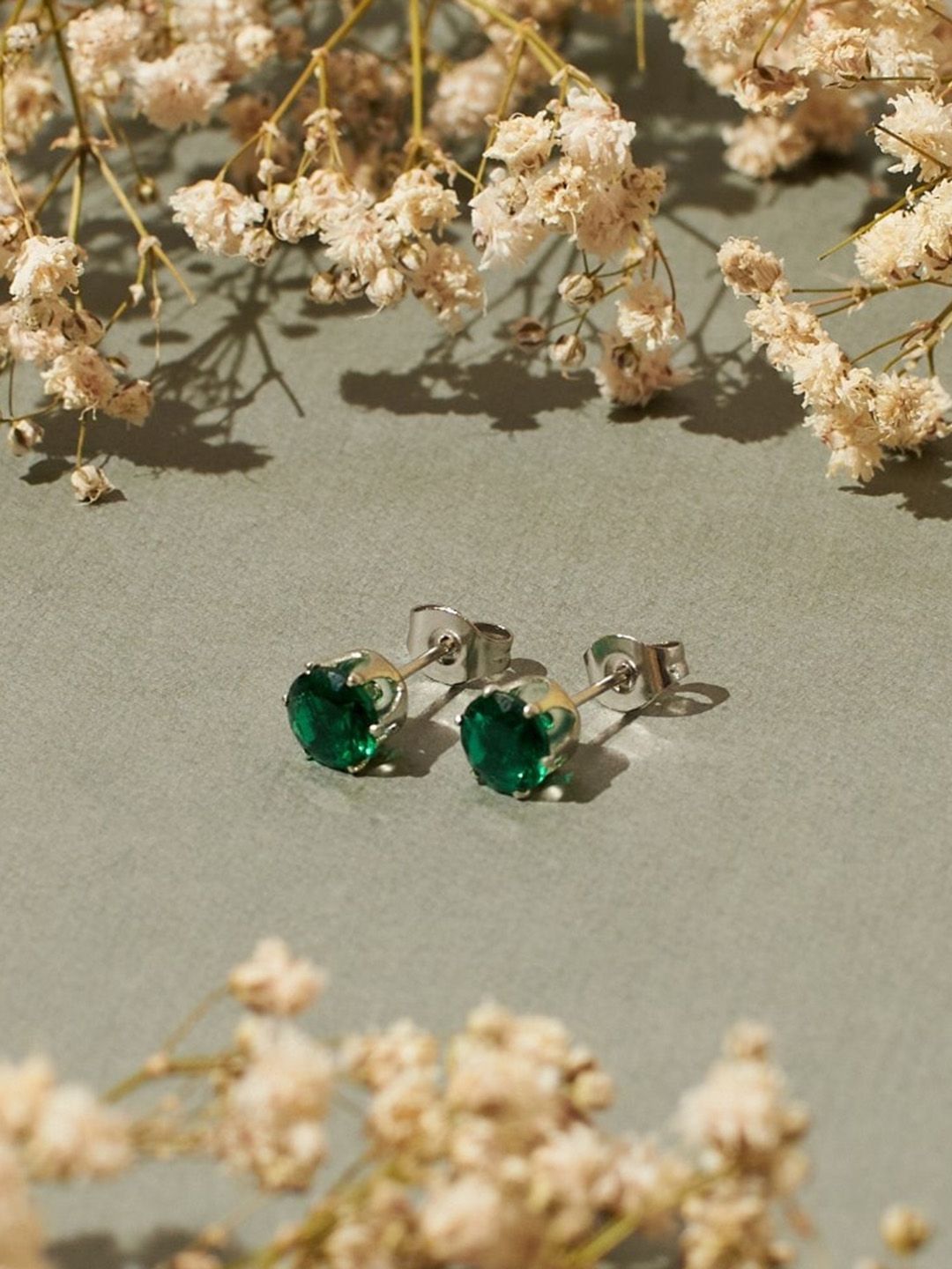 SALTY Stainless Steel Artificial Stones Studded Studs Earrings