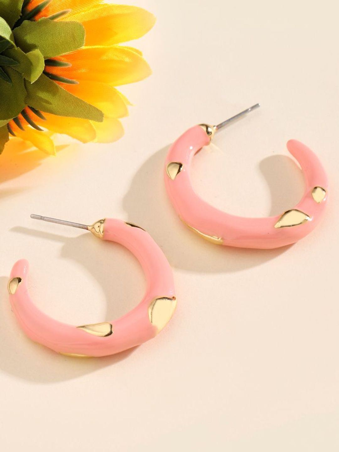 SALTY Peachy Rapt Contemporary Half Hoop Earrings