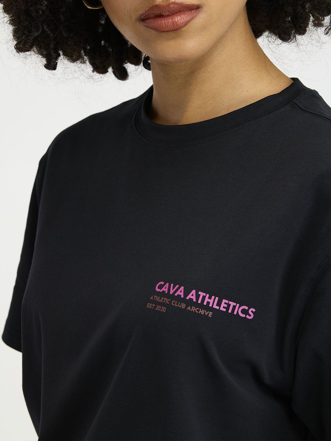 Women Black Serve Side Oversized Printed Cotton-Spandex Tee