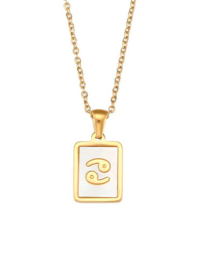 SALTY Set Of 2 Artificial Stones-Studded Cancer & Taurus Pendant With Chain