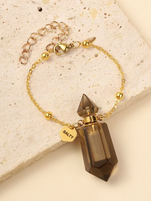 SALTY Women Shungite Perfume Bottle Charm Bracelet