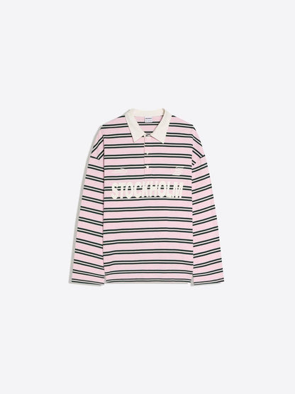 Printed long-sleeve polo collar T-shirt