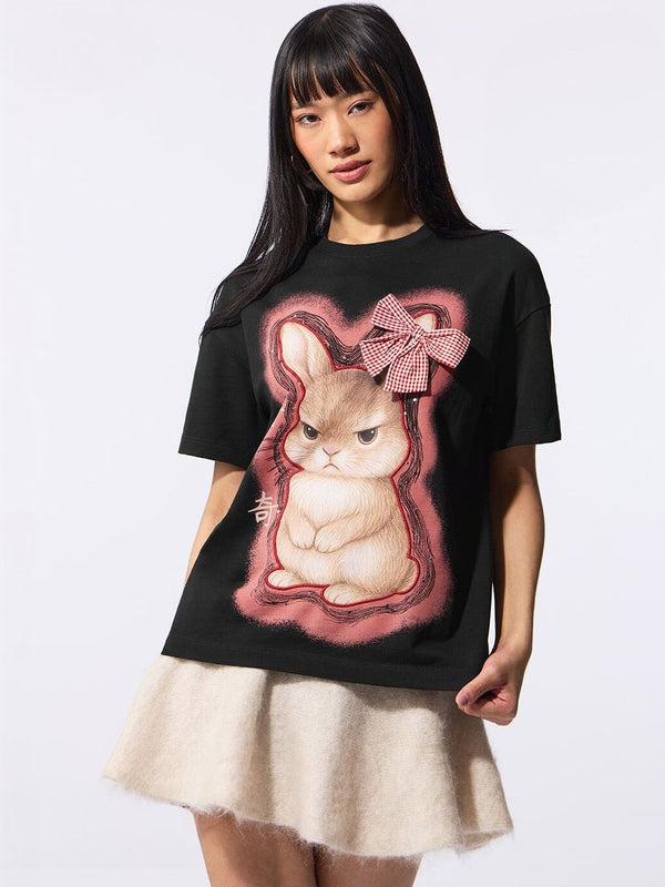 Women Printed Drop-Shoulder Sleeves T-shirt