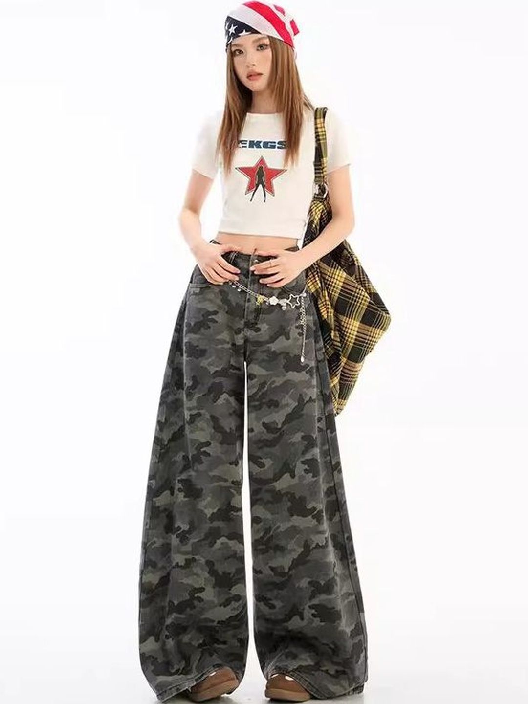 Women Wide Leg High-Rise Printed Jeans