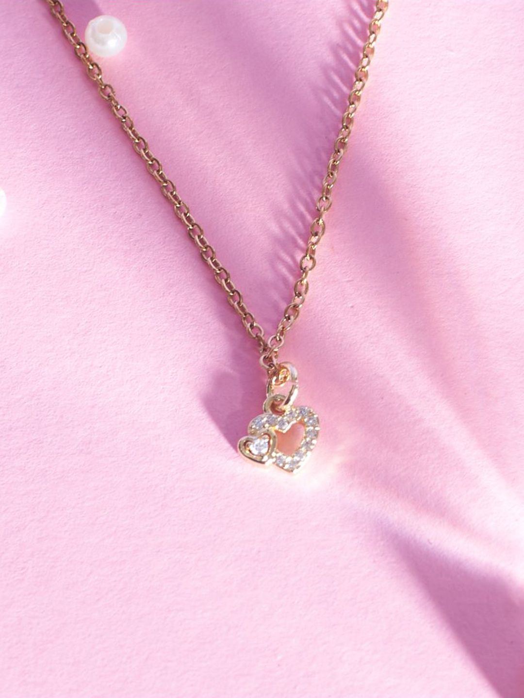SALTY tone Studded Stainless Steel In-Love Charm Pendant & Chain Jewellery Accessories