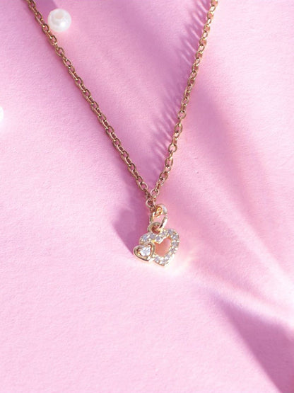 SALTY tone Studded Stainless Steel In-Love Charm Pendant & Chain Jewellery Accessories