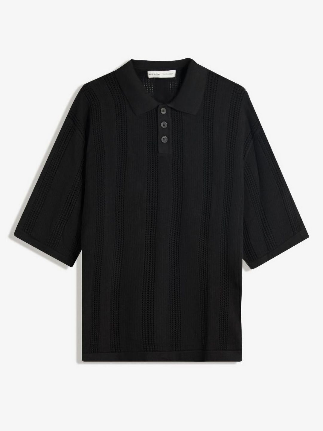 Textured openwork polo shirt