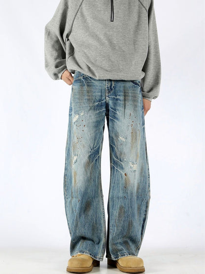 Men Wide Leg Mid-Rise Jeans
