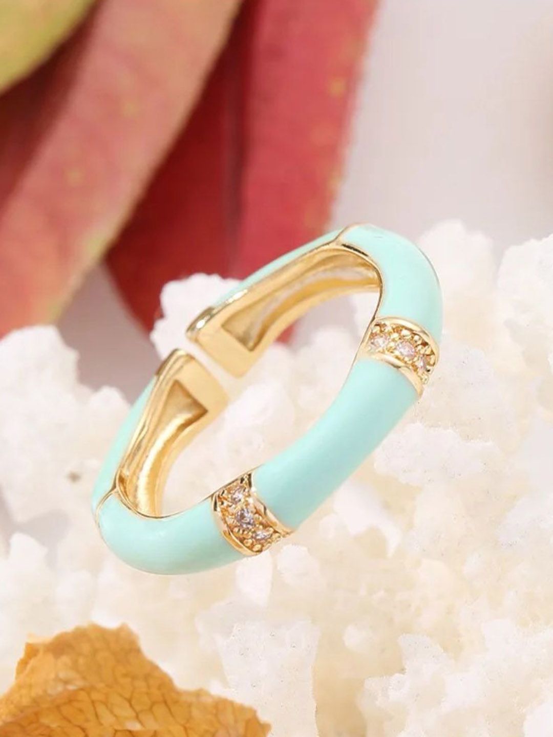SALTY Stones Studded Honeyed Love Ring