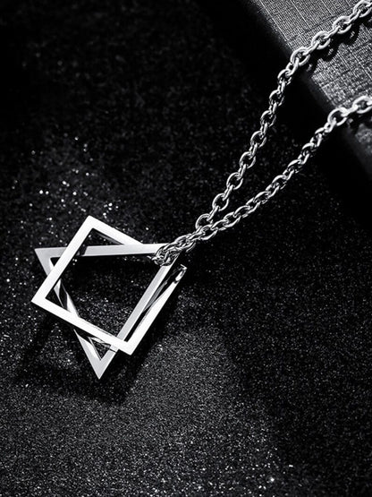 SALTY Stainless Steel Geometric Pendant & Chain
