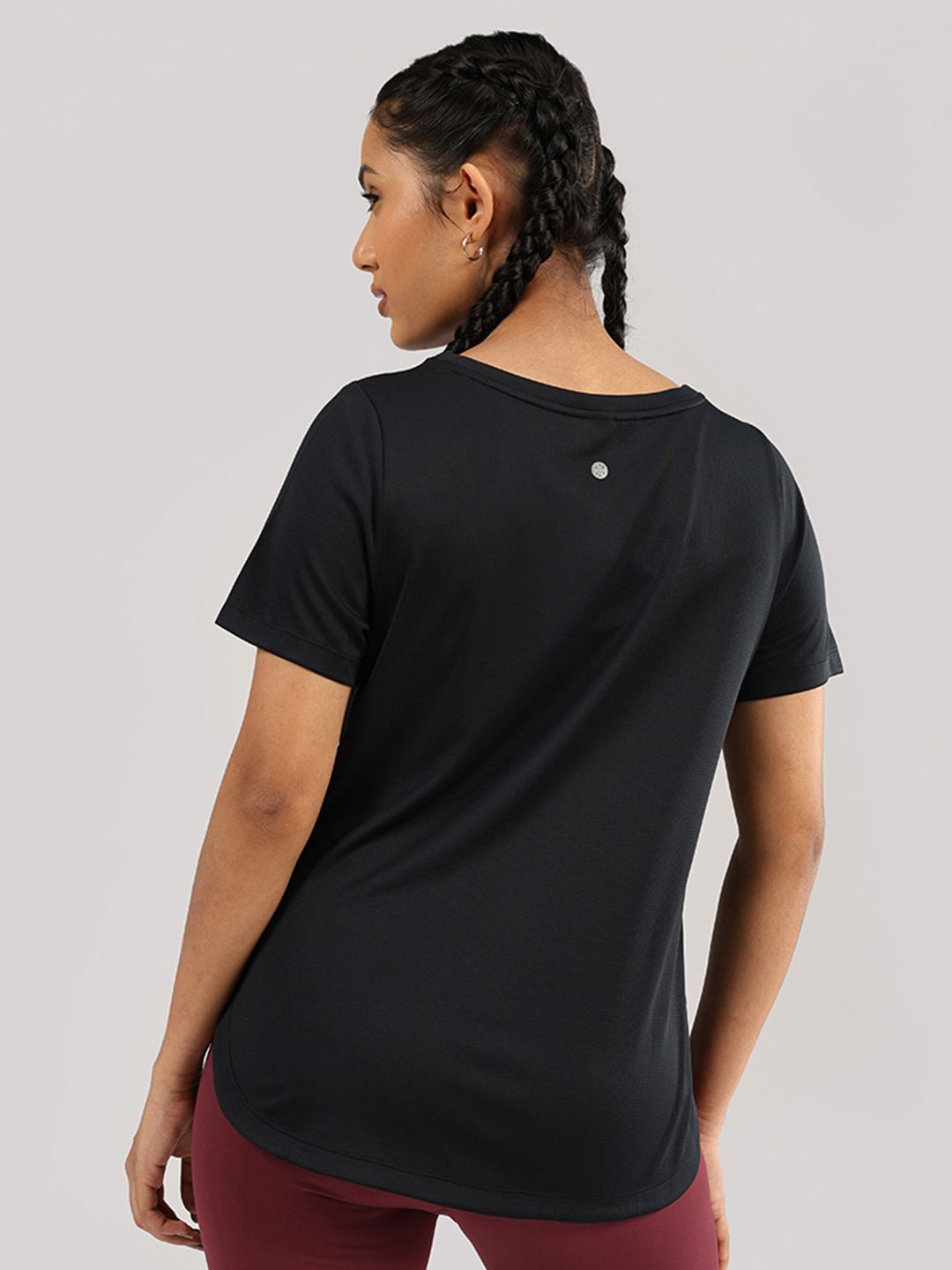 Women Solid Boat Neck Sports T-shirt