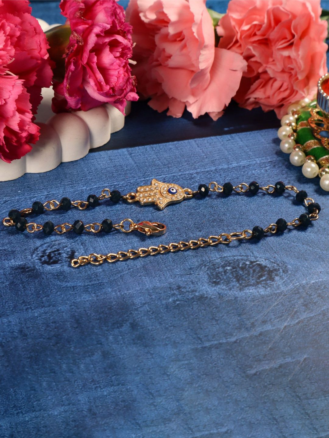 SALTY Evil Eye Hamsa Beaded & Studded Rakhi