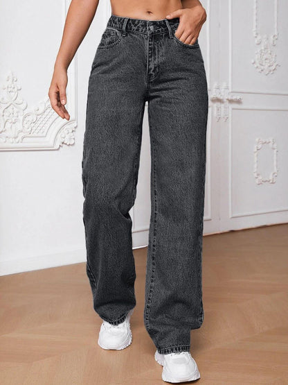 Women Jean Light Fade Wide Leg Stretchable Jeans