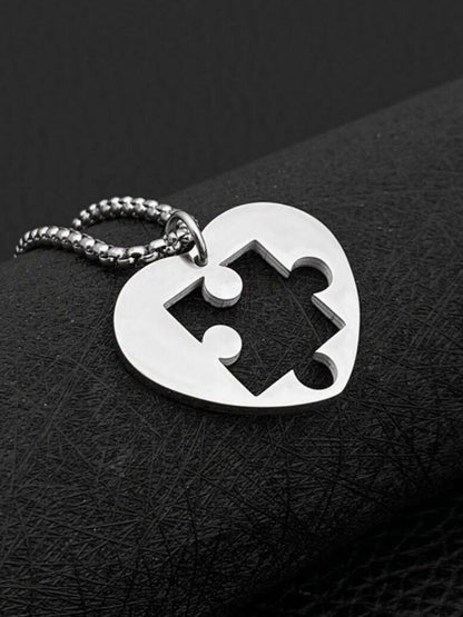 SALTY Women Set Of 2 Stainless Steel Enigmatic Connections Couple Pendants With Chains
