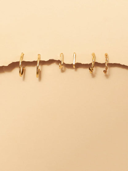 SALTY Set Of 3 Contemporary Alloy Studs Earrings