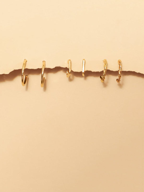 SALTY Set Of 3 Contemporary Alloy Studs Earrings