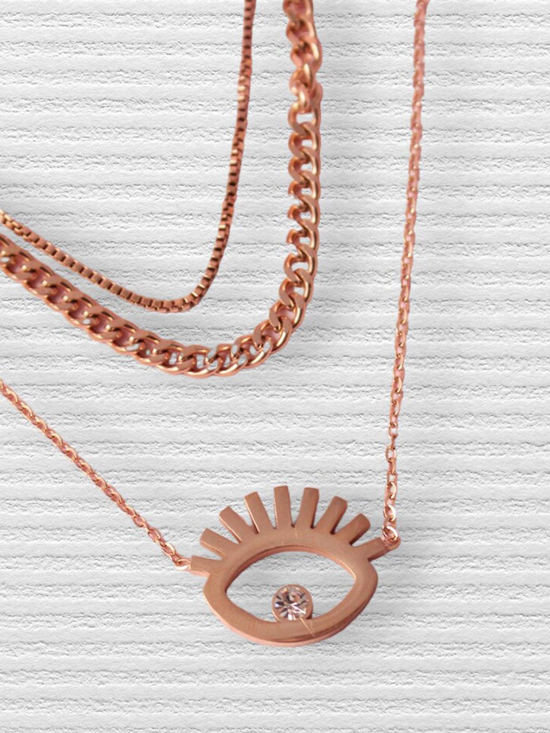 SALTY Stainless Steel Stone-Studded Layered Necklace