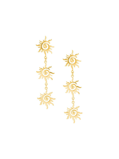Gold-Plated Contemporary Drop Earrings