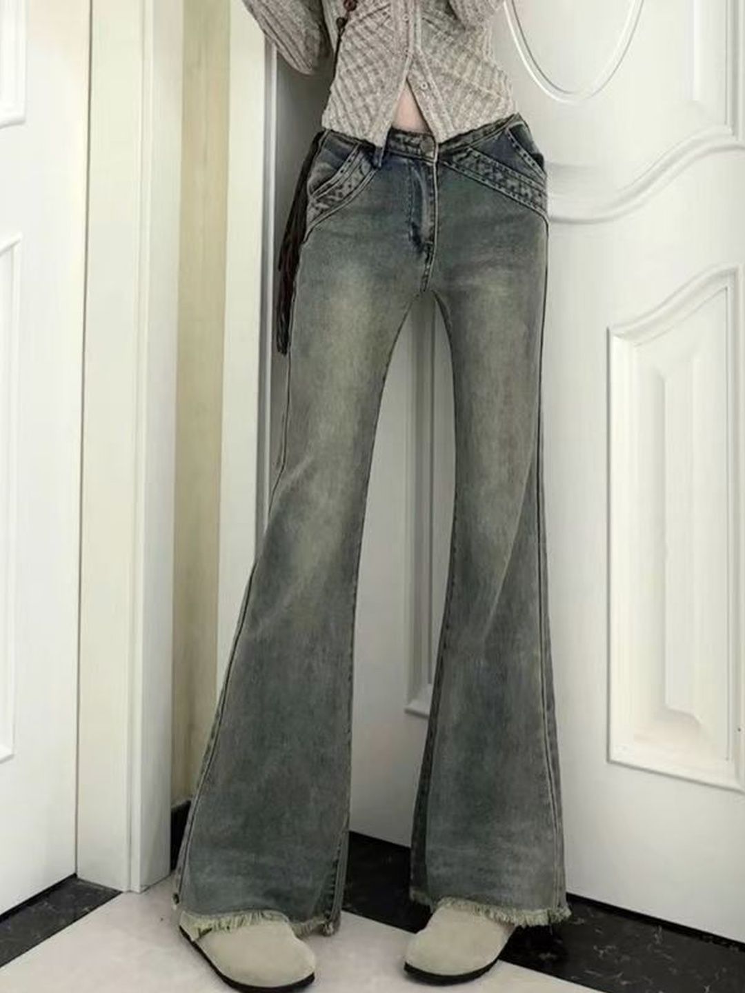 Women Flared Mid-Rise Light Fade Jeans