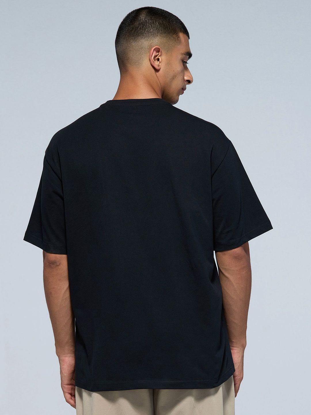 Black Solid Oversized Tee