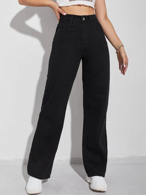 Women Classic Wide Leg High-Rise Stretchable Jeans