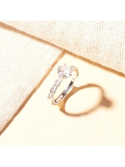 SALTY Silver Diamond Stone Studded Ring For Women & Girls