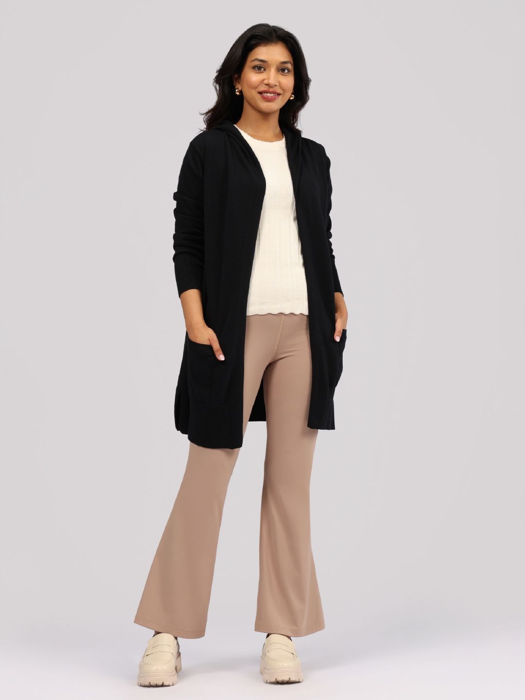 Women Hooded Long Sleeves Pure Cotton Shrug