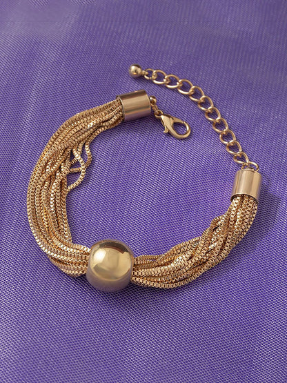 Women Handcrafted Gold-Plated Multistrand Bracelet