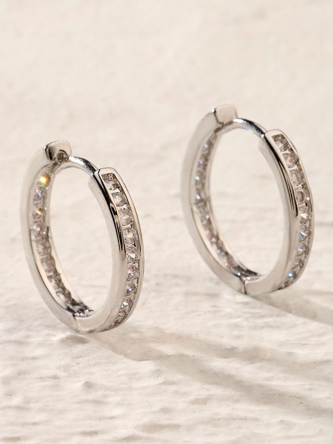 SALTY Odessa Contemporary Artificial Stones Studded Hoop Earrings