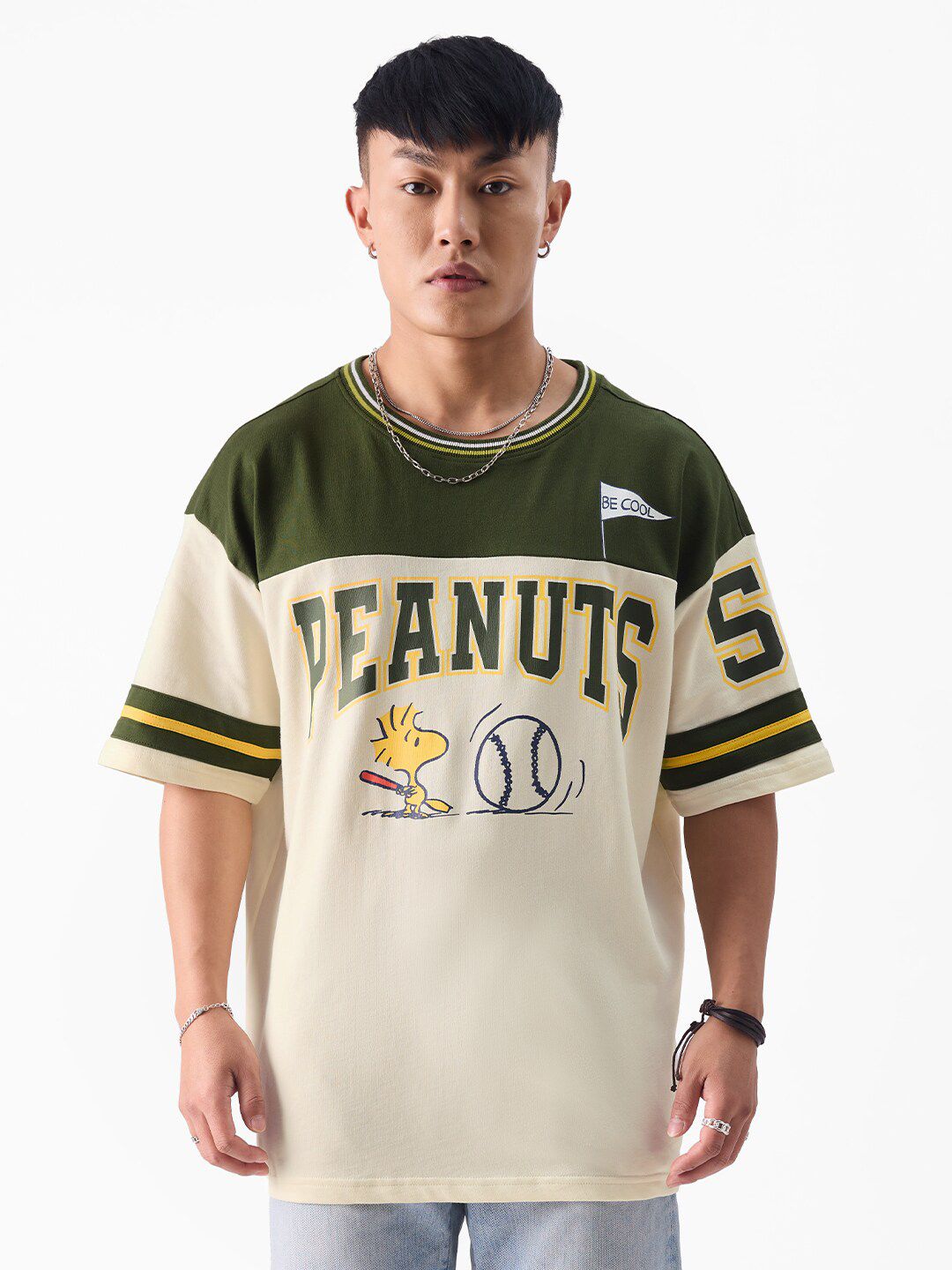 Men Oversized Peanuts Off White Tshirts