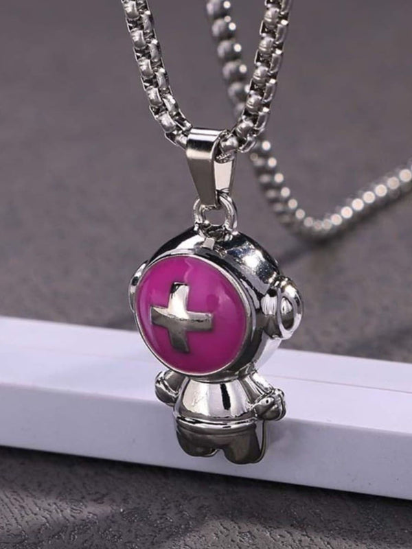 SALTY Men Silver-Plated Stainless Steel Worf Positive Chain with Pendant