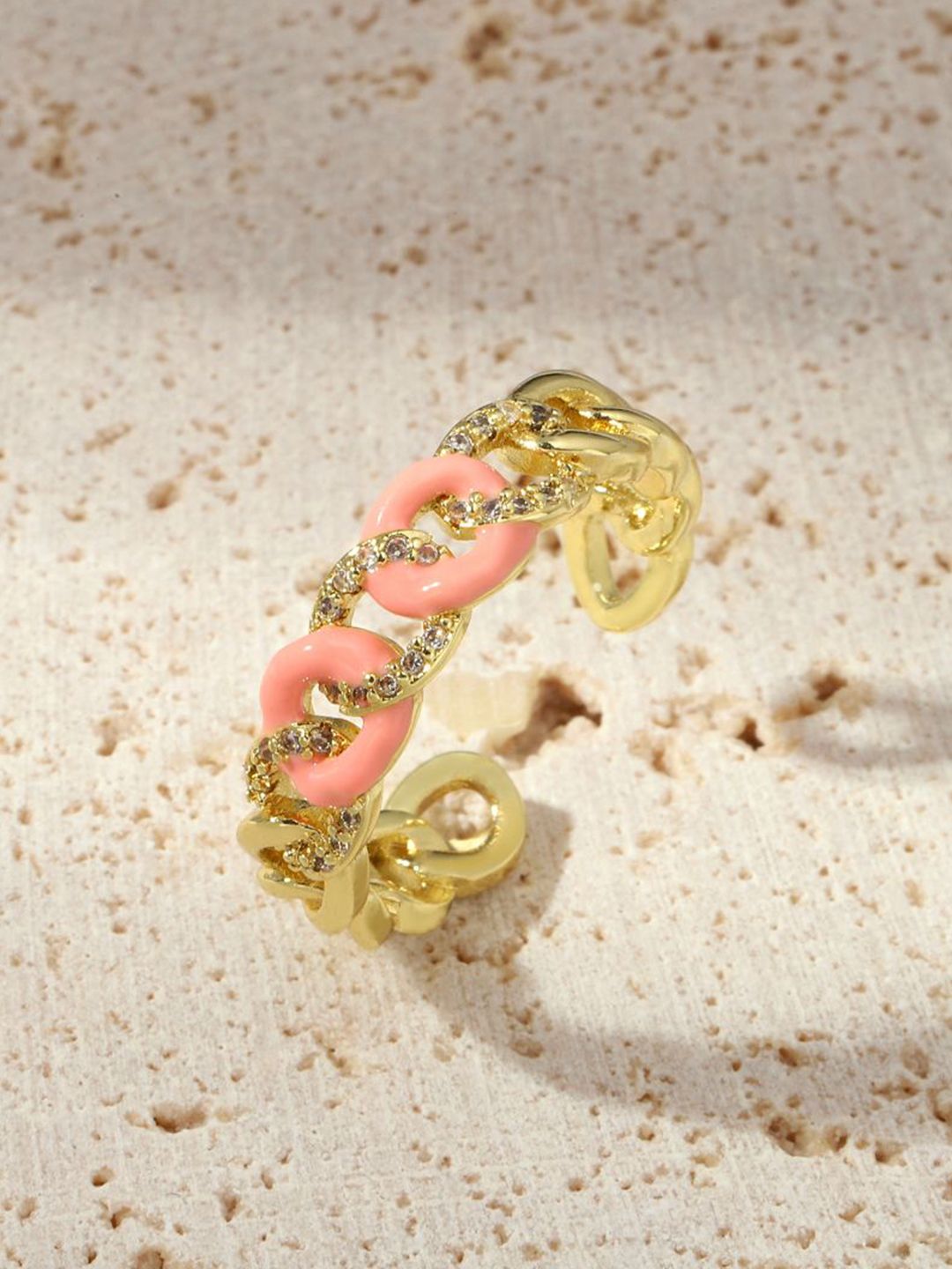 SALTY Stone-Studded Adjustable Finger Ring