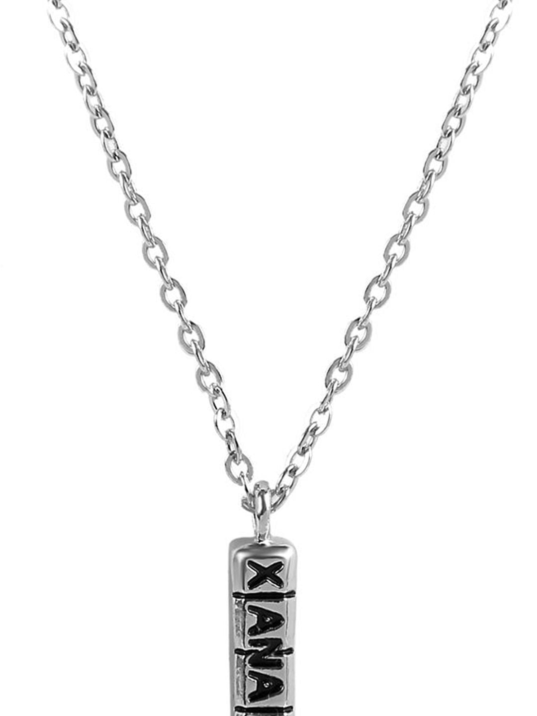 Silver Toned Silver Plated Square Pendant With Chain