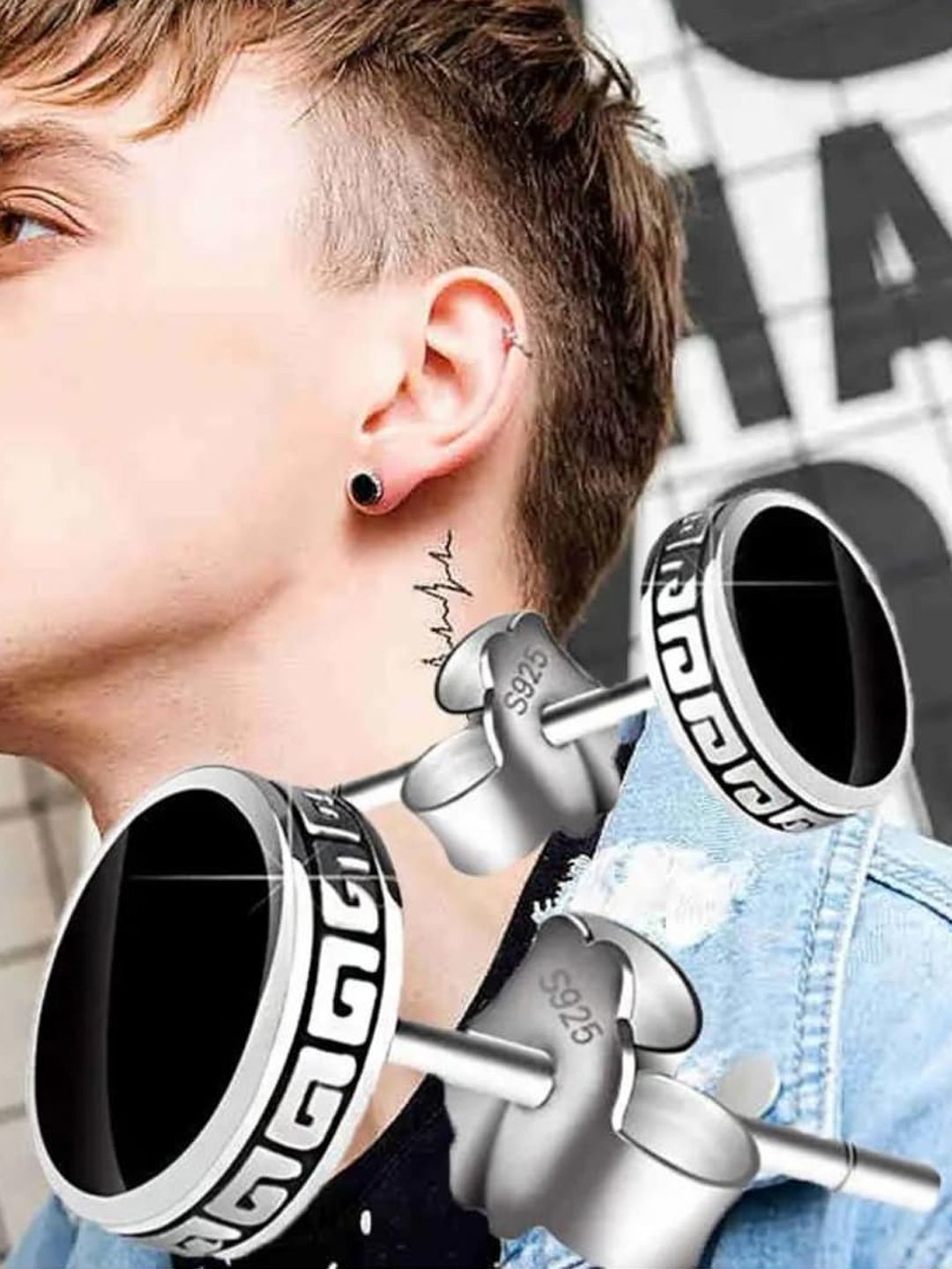 SALTY Men Silver-Plated Contemporary Studs Earrings