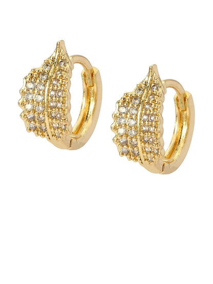 SALTY Gold-Plated Diamond Stone Studded Circular Pankh Hoop Earrings