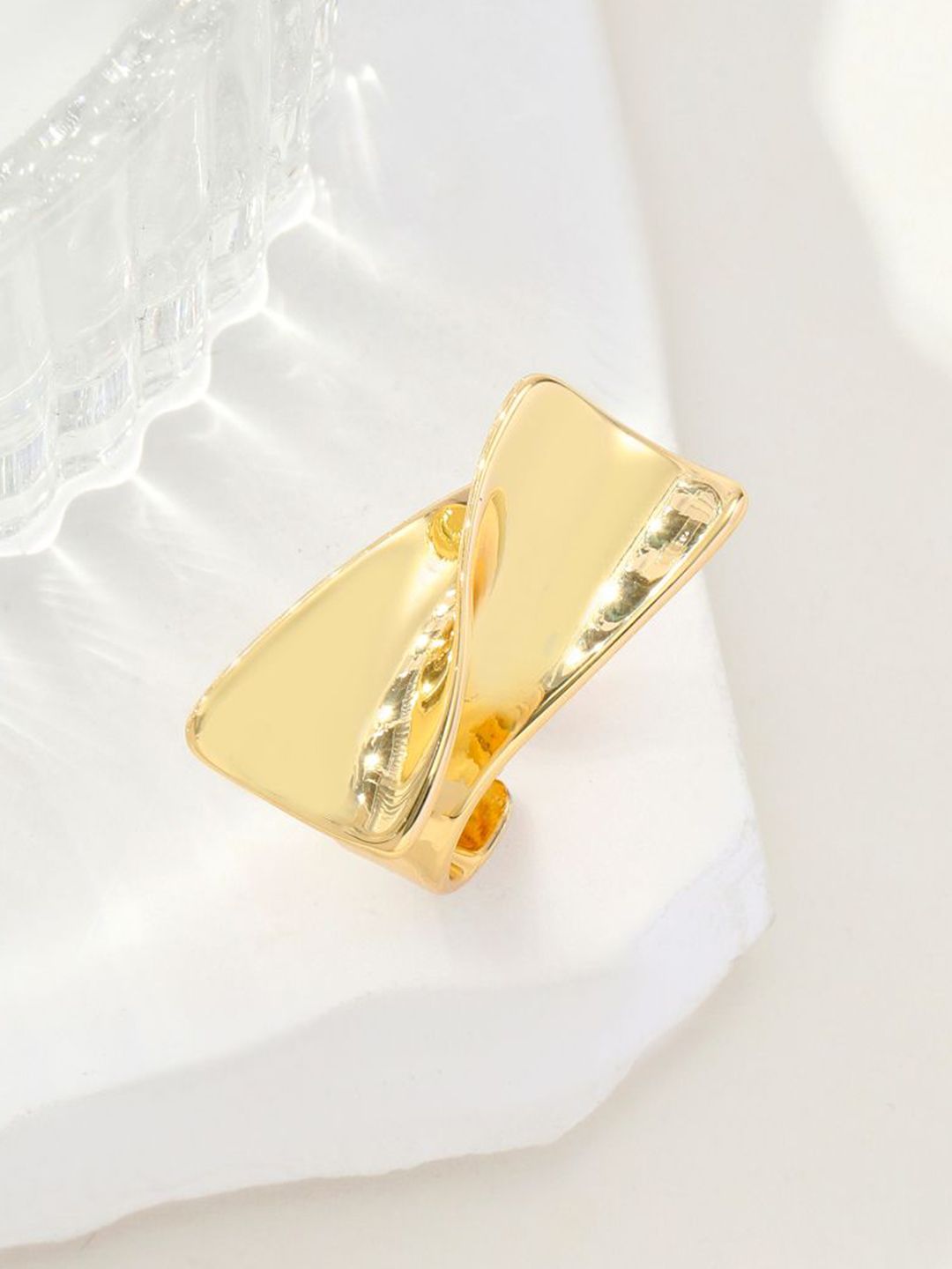SALTY Women & Girls Gilded Statement Curve Stylish Adjustable Finger Ring