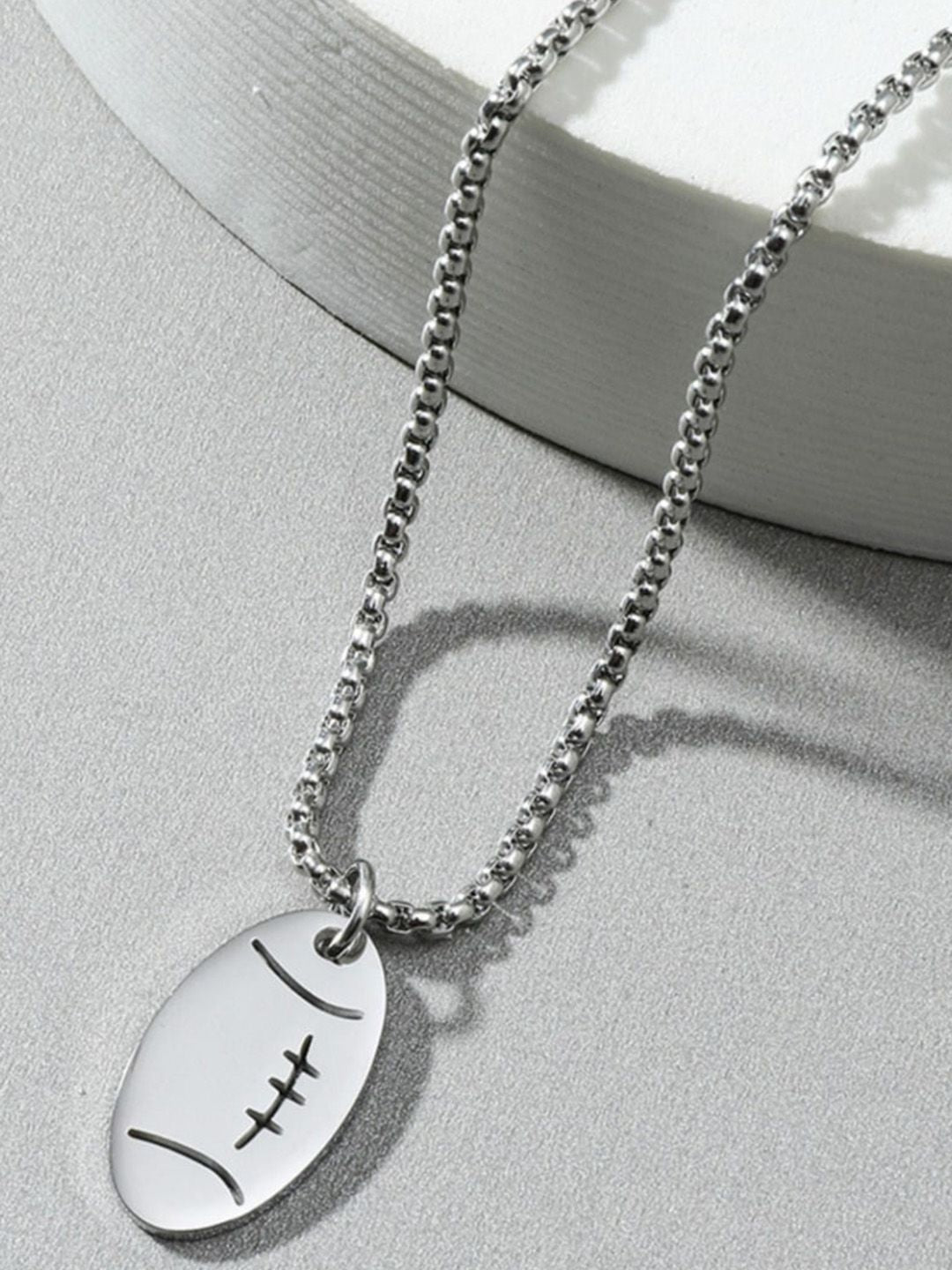 SALTY Men Silver-Plated Rugby Silver Chain with Pendant