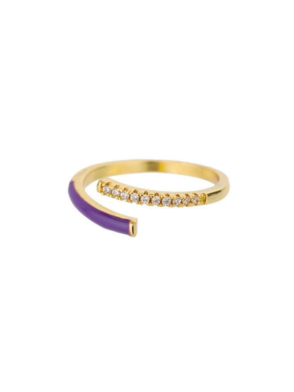 SALTY Stone-Studded Adjustable Finger Ring