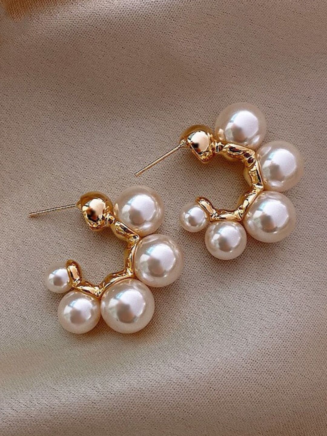 SALTY Pearl Perfection Half Hoop Stud Earrings for Women